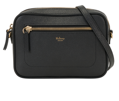 Small Camera Bag, &pound;395, Handbags, Black, Leather, Front view